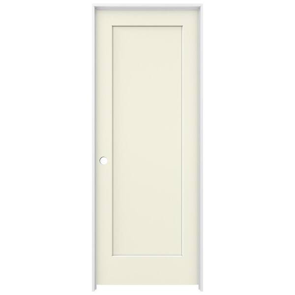 JELD-WEN 32 in. x 80 in. Madison Vanilla Painted Right-Hand Smooth Solid Core Molded Composite MDF Single Prehung Interior Door