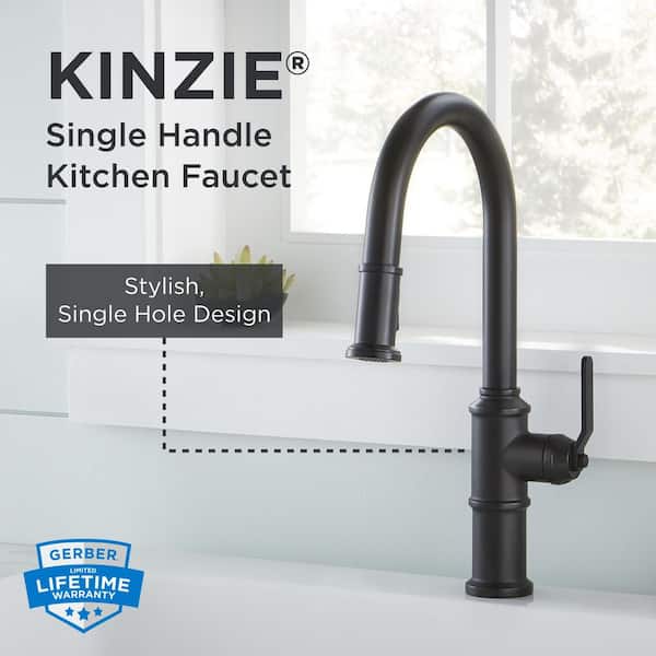 Kinzie Single Handle Pull Down Sprayer Kitchen Faucet in Satin Black