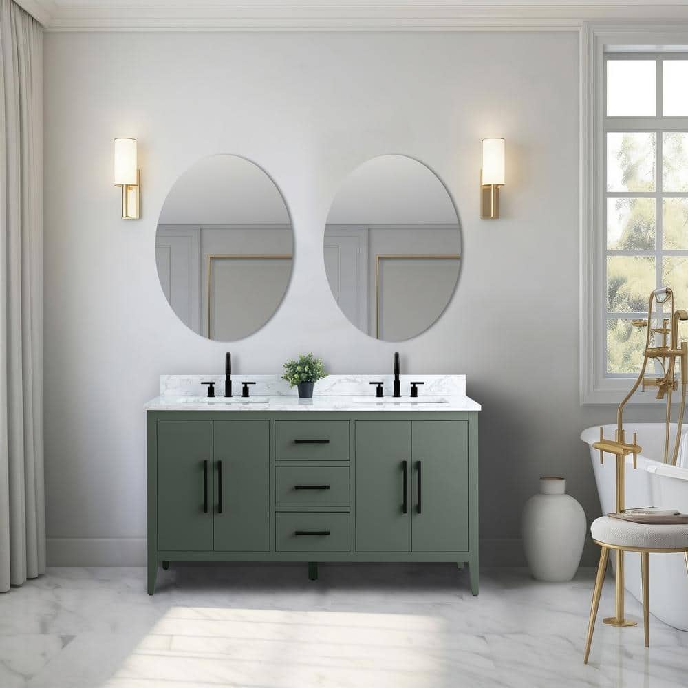 Reviews for Vanity Art 60 in. W x 22 in. D x 34 in. H Double Sink Bathroom Vanity Cabinet in ...