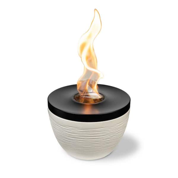Small Tabletop Firepit Onyx and Ivory with Black Lid