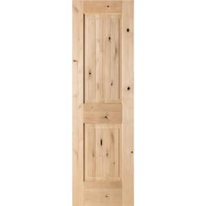 18 in. x 80 in. Knotty Alder 2 Panel Square Top with V-Groove Solid Wood Core Interior Door Slab