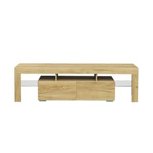 62.99 in. Oak MDF TV Stand with 2-Storage Drawers Fits TV's up to 70 in. with RGB Light