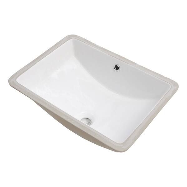 UPIKER 20 in. Rectangle Undermount Ceramics Bathroom Sink in White with