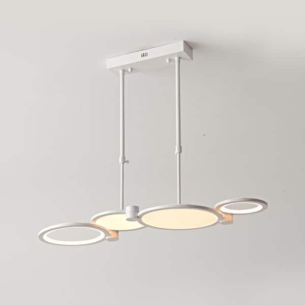 TOZING 4-Light Modern White 3CCT Integrated LED Dimmable Fashion Rings Design Chandeliers Fixtures for Dining Room or Kitchen