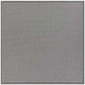 Recife Saddle Stitch Grey-White 8 ft. x 8 ft. Square Indoor/Outdoor Area Rug