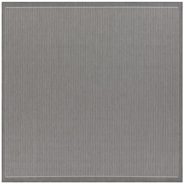 Recife Saddle Stitch Grey-White 9 ft. x 9 ft. Square Indoor/Outdoor Area Rug