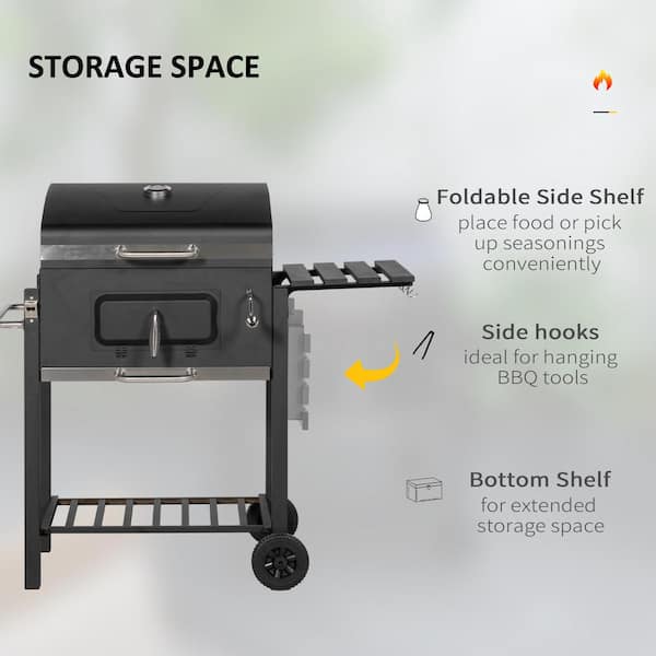 moda furnishings 21 in. Charcoal Grill in Black with Side