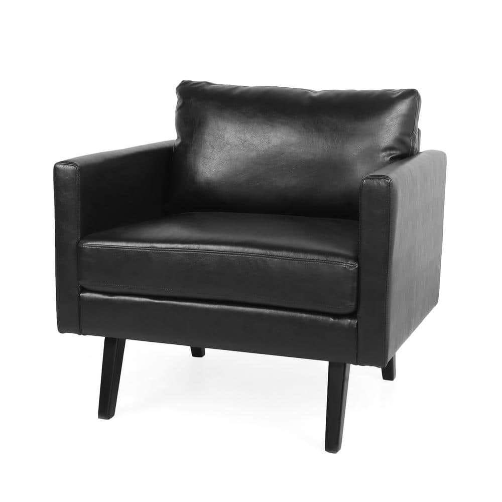 Noble House Carey Midnight Black Faux Leather Club Chair 109029 The