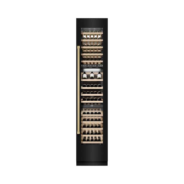 Autograph Edition 18 in. Triple Zone 68-Bottle Right Hinge Column Wine Cooler in Black Stainless with Bronze Accents