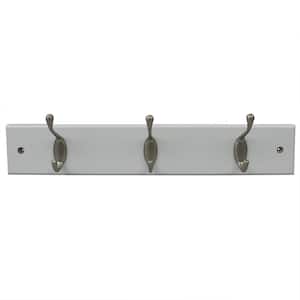 15.75 in. L White 3 Double Hooks Wall Mounted Hanging Rack