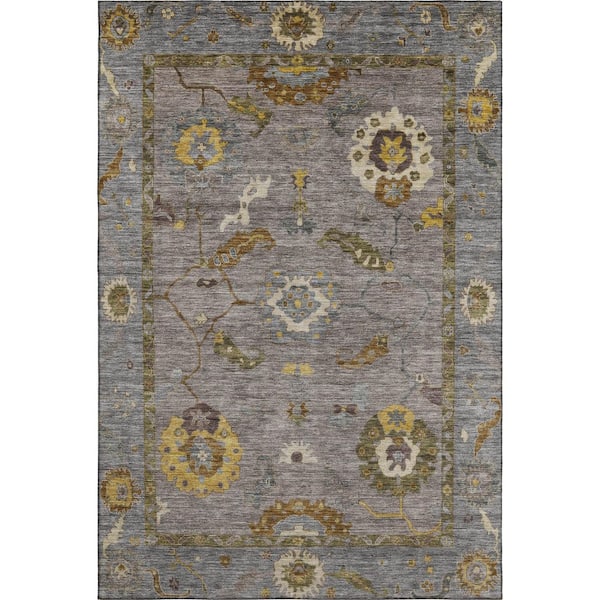 Mayfield Premium Machine Washable Abstract AMF2229 Pewter 3 ft. x 4 ft. Area Rug