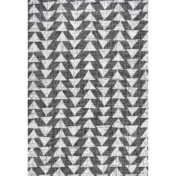 Andratx Modern Tribal Geometric Black/Ivory 5 ft. x 8 ft. Indoor/Outdoor Area Rug