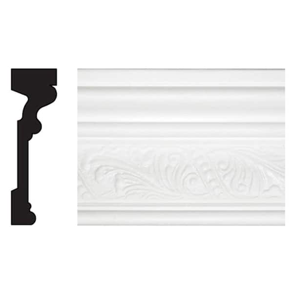 TRIMFINITY 1 in. x 3-1/2 in. x 96 in. Polystyrene White Embossed Casing Molding