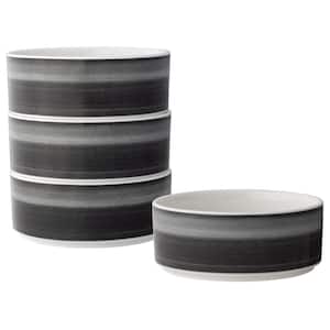 ColorStax Ombre Jet 6 in., 20 fl. oz. Black Porcelain Cereal Bowls (Set of 4)