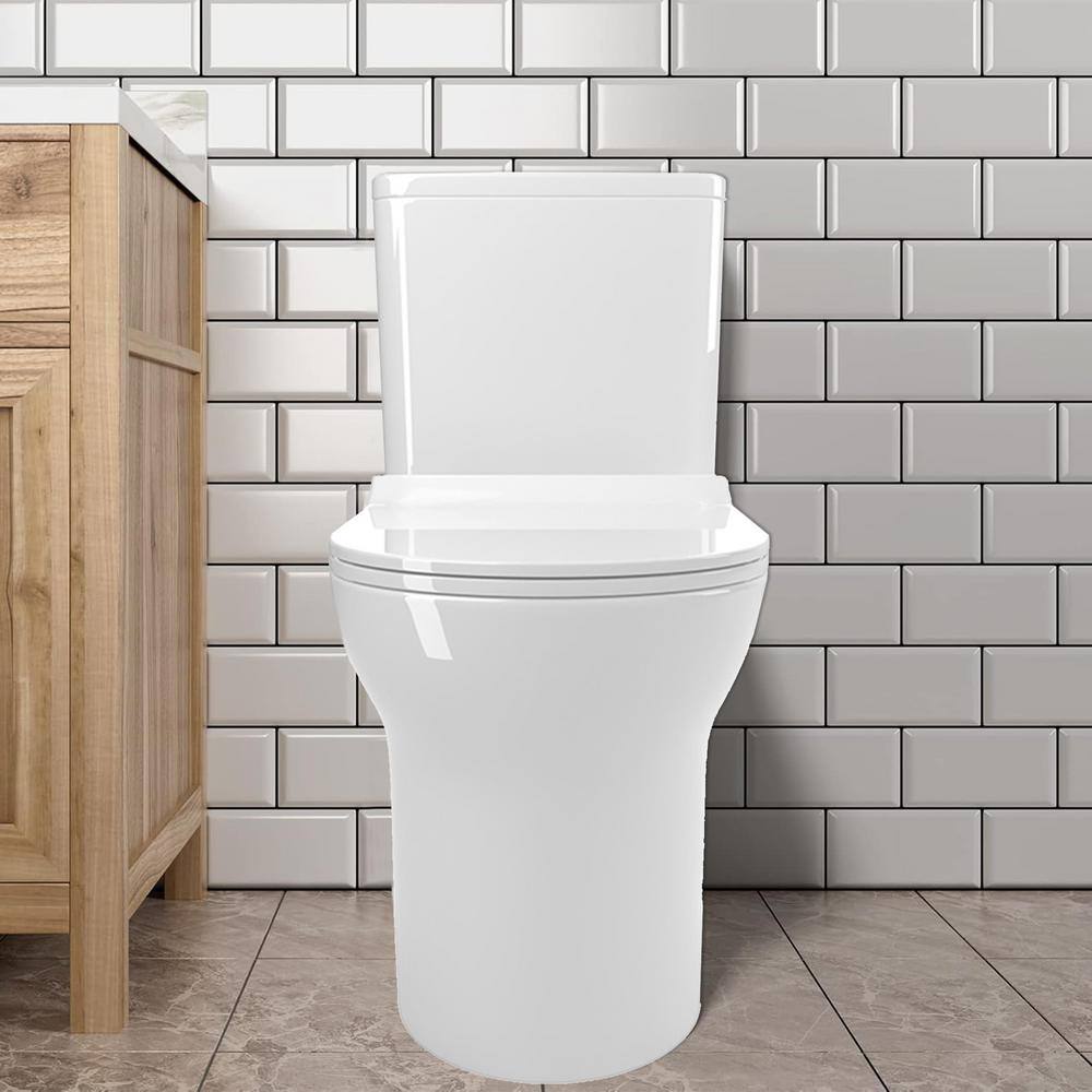 Glossy White Ceramic Elongated One-Piece Toilet with Dual Flush