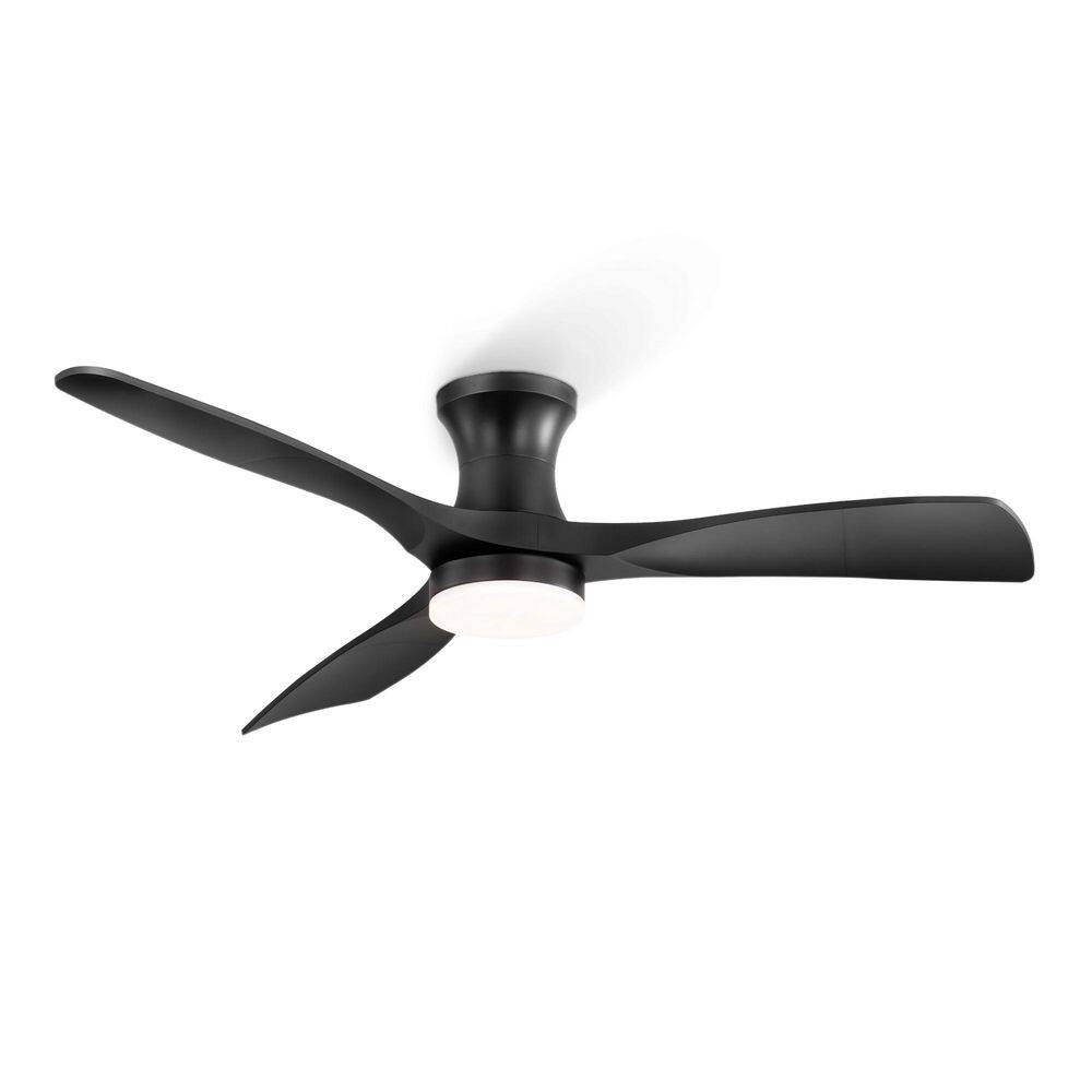 52 In Indoor/Outdoor Ceiling Fan LED Light Remote Reversible DC Motor Flush Mount Standard 6-Speeds for bedroom Black price history on PriceWatchPro