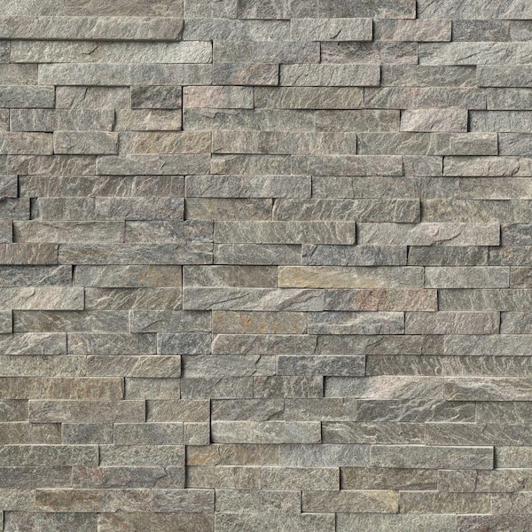 MSI Take Home Tile Sample - Sage Green Ledger Panel 6 in. x 6 in. Natural Quartzite Wall Tile
