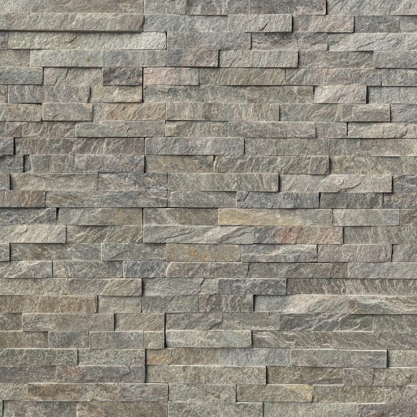 Sage Green Ledger Panel 6 in. x 24 in. Splitface Quartzite Wall Tile (35 cases/210 sq. ft. / Pallet)