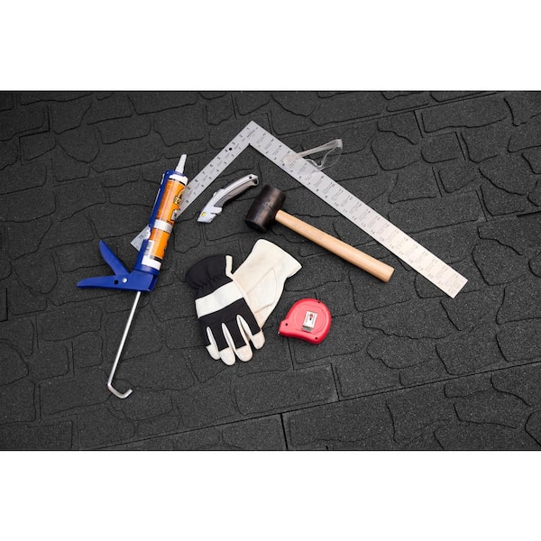 Vigoro 24 in. x 12 in. x 5/8 in. Black Interlocking Dual-Sided Rubber Paver (9-Pack)