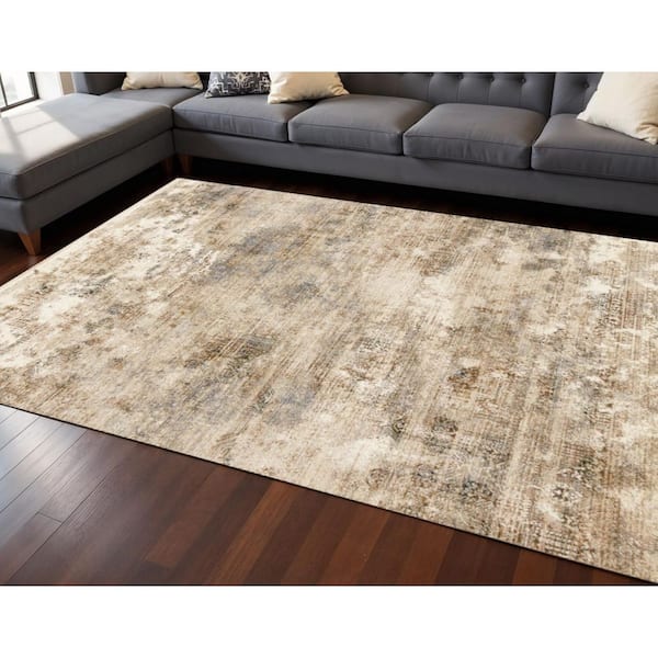 Cream 8 ft. x 10 ft. Woven Abstract Rectangle Indoor Area Rug