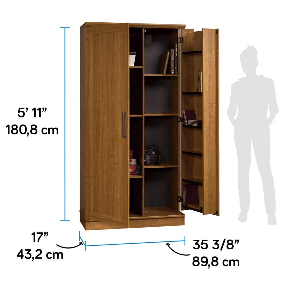 Sienna Oak Freestanding Storage Cabinet with Adjustable Shelving