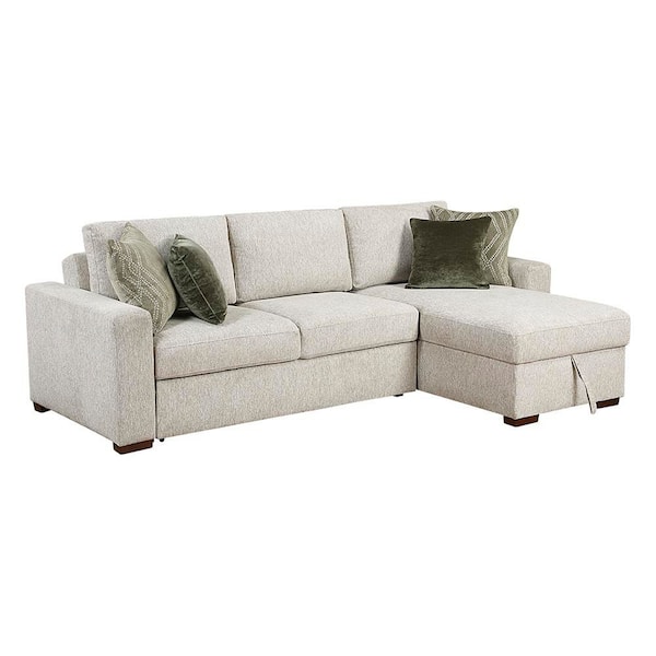 Lazzara Deleon 110.5 in. Straight Arm 2-Piece Microfiber Sectional Sofa with Reversible Chaise in Sand