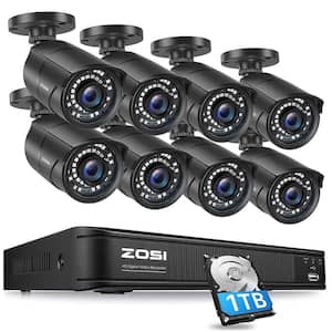 8-Channel 5Mp-Lite 1TB DVR Security Camera System with 8 1080p Outdoor Wired Bullet Cameras