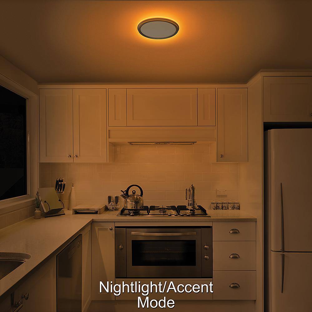 11" Brushed Nickel LED Ceiling Light Fixture with Nightlight