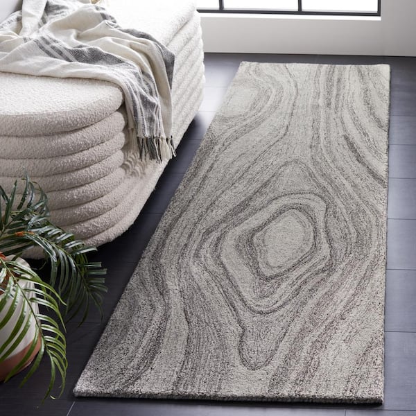 Abstract Gray 2 ft. x 8 ft. Abstract Striped Runner Rug