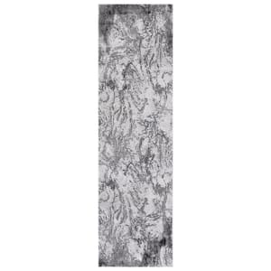 Craft Light Gray/Gray 2 ft. x 8 ft. Abstract Marble Runner Rug