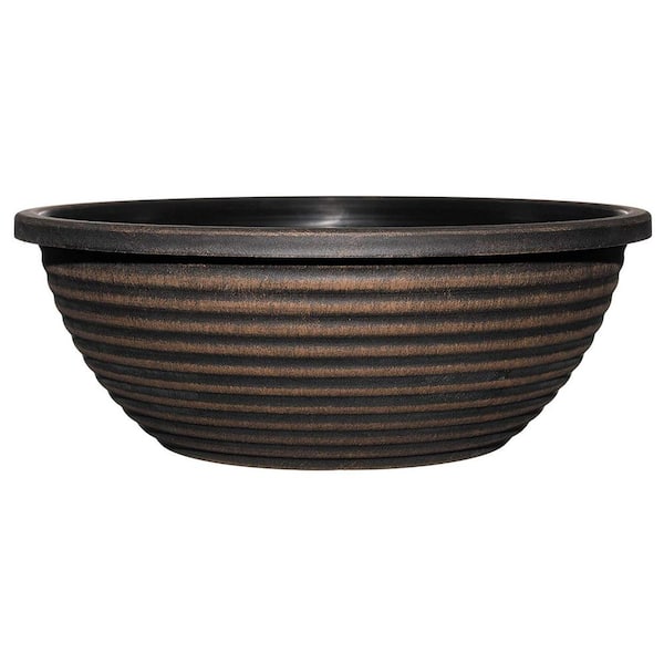 17 in. Antique Copper Santa Fe Bowl Resin Planter