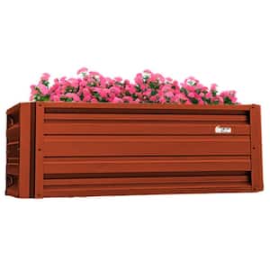 24 inch by 48 inch Rectangle Barn Red Metal Planter Box