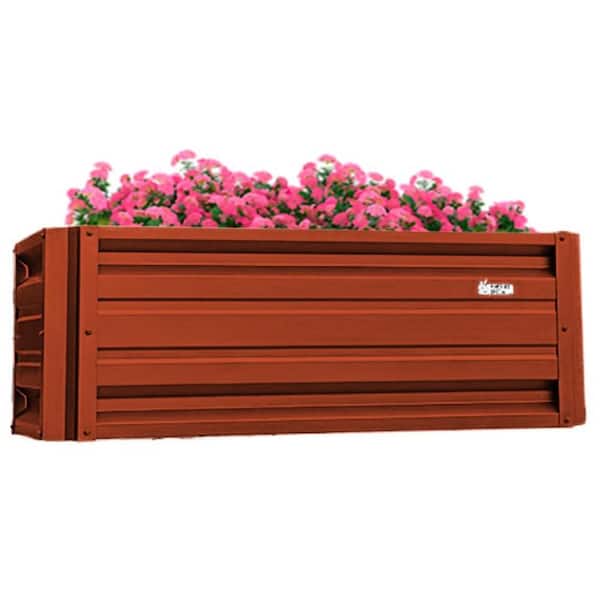 ALL METAL WORKS 24 inch by 48 inch Rectangle Barn Red Metal Planter Box