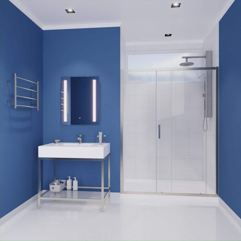 72" x 60" Brushed Nickel Framed Sliding Shower Door
