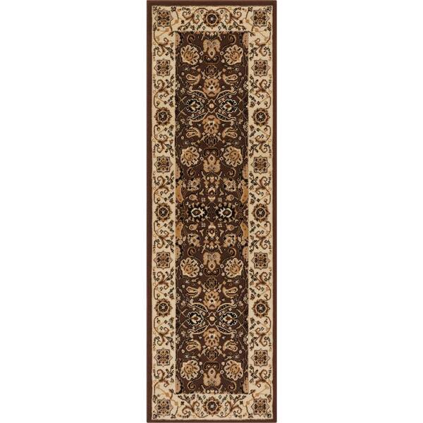 Well Woven Persa Tabriz 2 ft. 3 in. x 7 ft. 3 in. Brown Traditional Oriental Persian Runner Rug