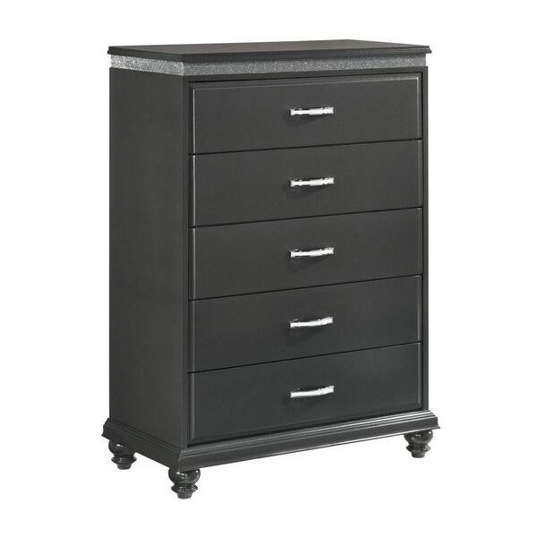 Benjara 17.7 In. Gray 5-Drawer Wooden Chest Of Drawers BM241257 - The ...