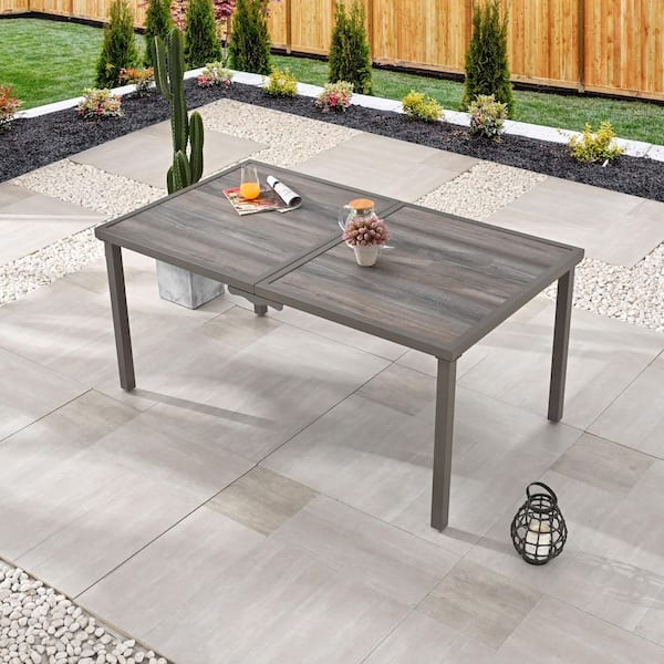 TOP HOME SPACE Rectangular Metal Outdoor Dining Table
