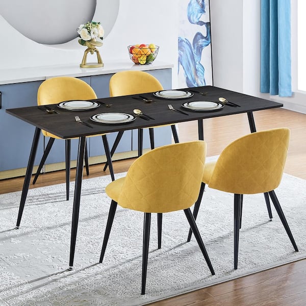 Yellow fabric dining deals chairs