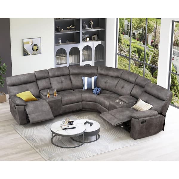 Reclining Corner Sofa With Cup Holders
