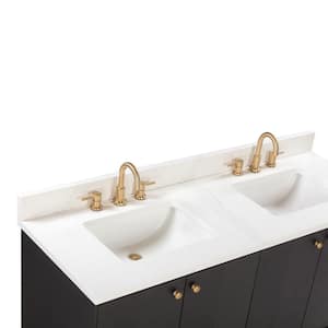 Avanity 61 in. W x 22 in D Calacatta White Quartz Vanity Top with Double White Rectangular Undermount Sinks