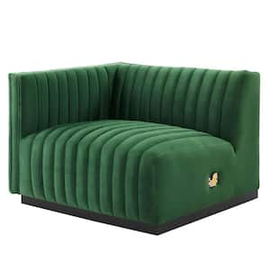 Conjure Emerald Channel Tufted Performance Velvet Left-Arm Chair