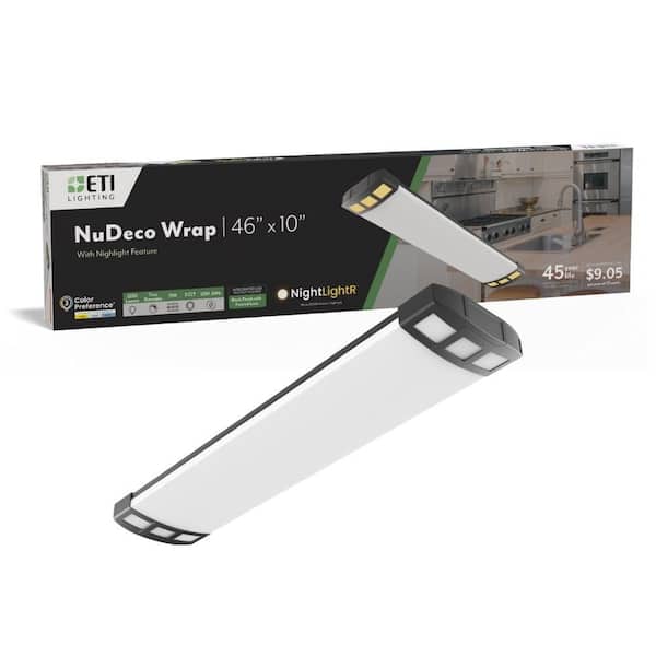 ETI LIGHTING NuDeco 4 ft. x 10 in. Black Craftsman Style LED Wrap Light Fixture w/ Nightlight 4500LM 70W 120V Adjustable CCT Dimmable