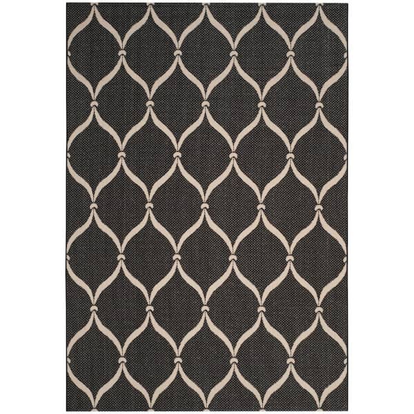 SAFAVIEH Courtyard Black/Beige 8 ft. x 11 ft. Trellis Indoor/Outdoor Area Rug