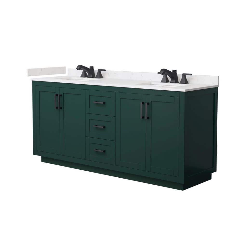 Miranda 72 in. Double Freestanding Green Bath Vanity with Carrara Cultured Marble Top Assembled price history on PriceWatchPro
