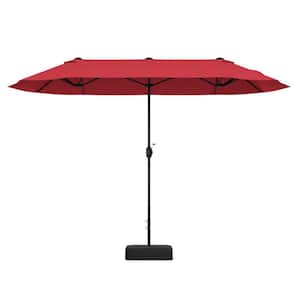 13 ft. Double-Sided Patio Twin Table Market Umbrella with Crank Handle, in Wine