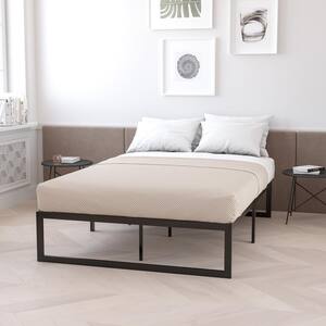 Lana Black Metal Frame Full Platform Bed No Box Spring Needed with Steel Slat Support and Quick Lock Functionality