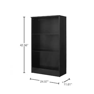 43 in. Black 3-Shelf Basic Bookcase with Adjustable Shelves