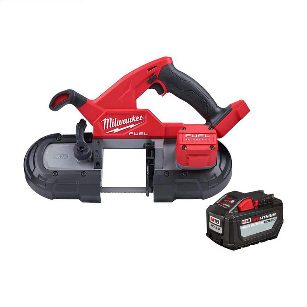 Milwaukee M18 FUEL 18V Lithium-Ion Brushless Cordless Compact Bandsaw & High Output 12.0Ah Battery
