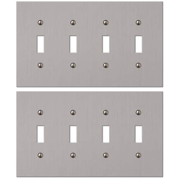 AMERELLE Barnard Brushed Nickel 4-Gang Toggle Metal Wall Plate (2-Pack)
