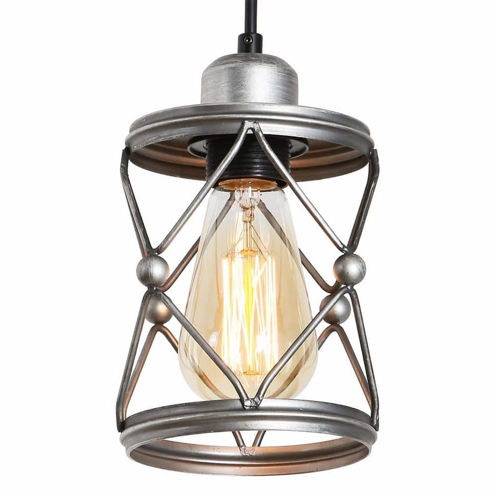 60 -Watt 1 Light Brushed Nickel Cage Pendant Light for Kitchen Island, Dining Room, Hallway & Entryway No Bulbs Included price history on PriceWatchPro